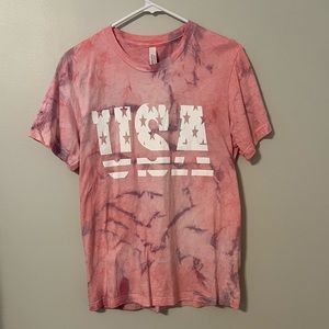 Pink Tie Dye USA t shirt